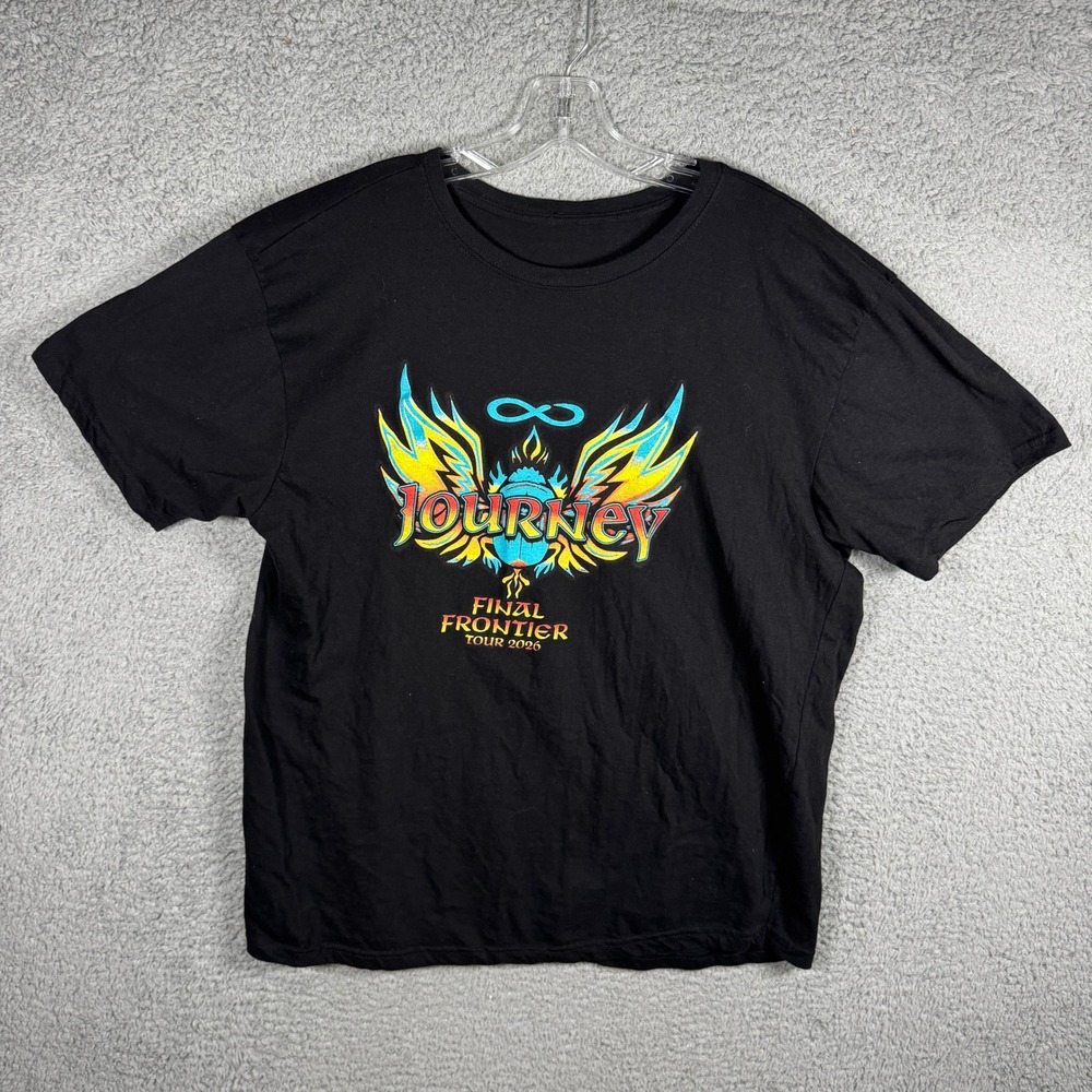 Journey Final Frontier Tour 2026 Black Graphic T-Shirt Mens Concert Band Tee